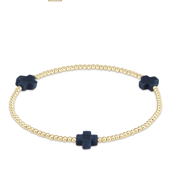 enewton Faceted Hematite 2mm Bracelet - Signature Cross Gold Charm main image 1